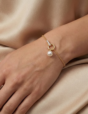 Pulsera MJJ Brilliant Inc de oro con perla 14 K acabado brillante