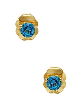 Aretes cortos Mjj Brilliant Inc de oro 14 K con acabado brillante topacio