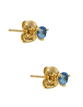 Aretes cortos Mjj Brilliant Inc de oro 14 K con acabado brillante topacio