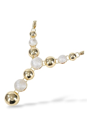 Collar, pulsera, anillo y aretes de bola Og con acabado baño de oro 18 K