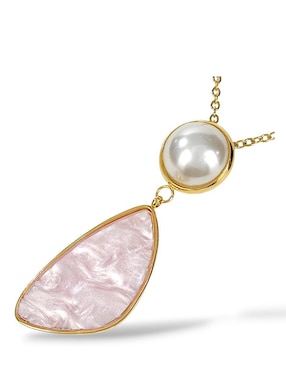 Collar, pulsera, anillo y aretes Og de perla de cristal