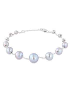 Pulsera Joyerias bizzarro de oro blanco 14 K con acabado brillante
