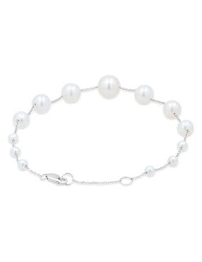 Pulsera Joyerias Bizzarro de oro blanco 14 K con acabado brillante