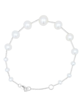 Pulsera Joyerias Bizzarro de oro blanco 14 K con acabado brillante