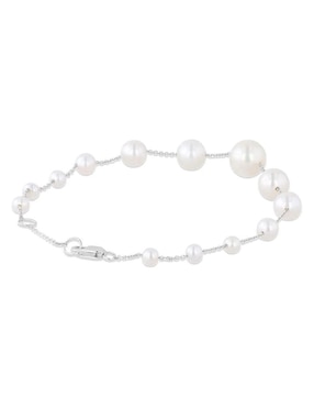 Pulsera Joyerias Bizzarro de oro blanco 14 K con acabado brillante