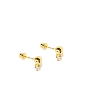 Broqueles de esfera Mardia de oro 14 K con acabado pavé zirconia
