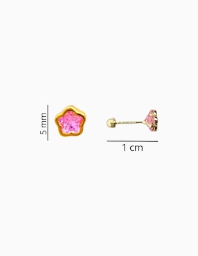 Broqueles de flor Mardia de oro 10 k con acabado pavé