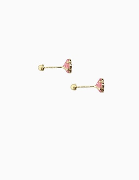 Broqueles de flor Mardia de oro 10 k con acabado pavé