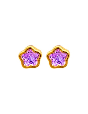 Broqueles de flor Mardia de oro 10 k con acabado pavé zirconia