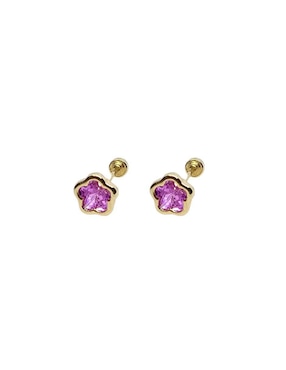 Broqueles de flor Mardia de oro 10 k con acabado pavé zirconia