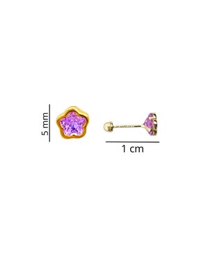 Broqueles de flor Mardia de oro 10 k con acabado pavé zirconia