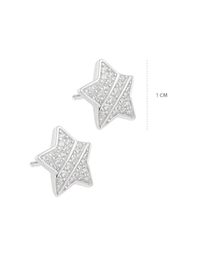 Aretes de estrella Clepsidra de plata P 925 con acabado pulido zirconia