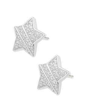 Aretes de estrella Clepsidra de plata P 925 con acabado pulido zirconia