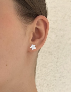 Aretes de estrella Clepsidra de plata P 925 con acabado pulido zirconia