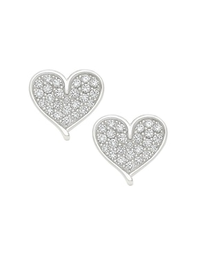 Aretes de corazón Clepsidra de plata P 925 con acabado pulido zirconia