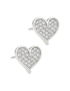 Aretes de corazón Clepsidra de plata P 925 con acabado pulido zirconia