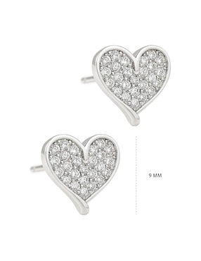 Aretes de corazón Clepsidra de plata P 925 con acabado pulido zirconia