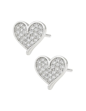 Aretes de corazón Clepsidra de plata P 925 con acabado pulido zirconia
