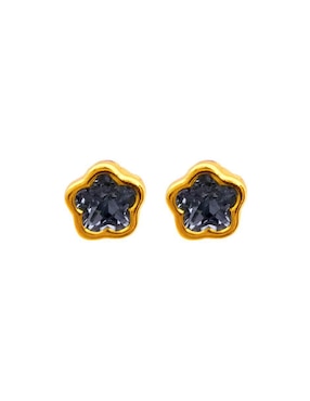Broqueles de flor Mardia de oro 10 k con acabado pavé zirconia