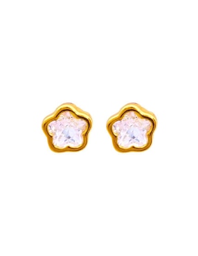 Broqueles de flor Mardia de oro 10 k con acabado pavé zirconia