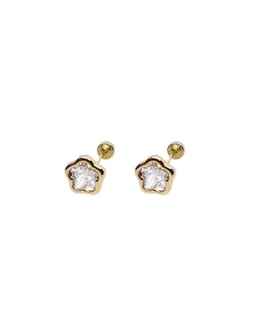 Broqueles de flor Mardia de oro 10 k con acabado pavé zirconia