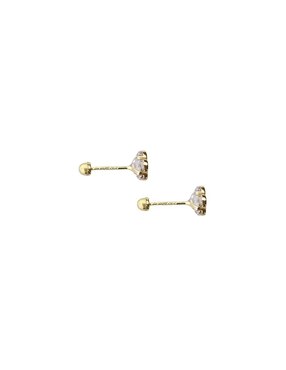 Broqueles de flor Mardia de oro 10 k con acabado pavé zirconia