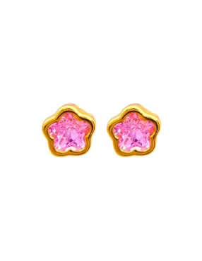 Broqueles de flor Mardia de oro 14 k con acabado pavé zirconia