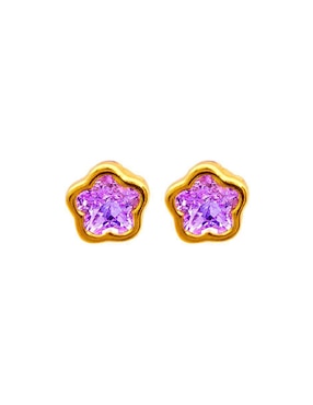 Broqueles de flor Mardia de oro 14 k con acabado pavé zirconia