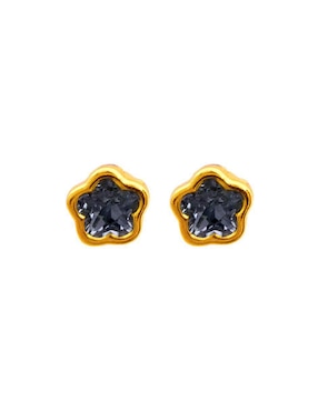 Broqueles de flor Mardia de oro 14 k con acabado pavé zirconia