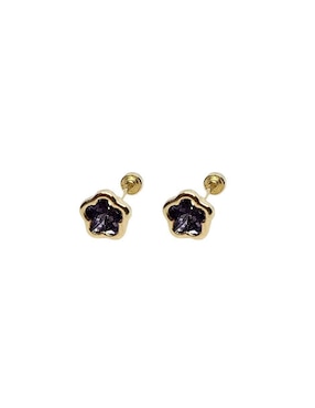Broqueles de flor Mardia de oro 14 k con acabado pavé zirconia