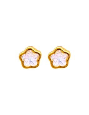 Broqueles de flor Mardia de oro 14 k con acabado pavé zirconia