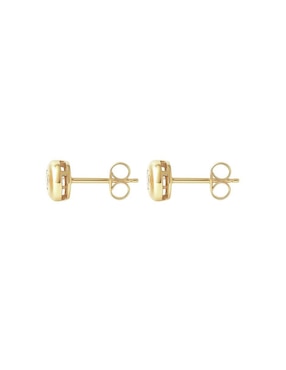 Broqueles de barril Mancini de oro 14 K con acabado brillante diamante