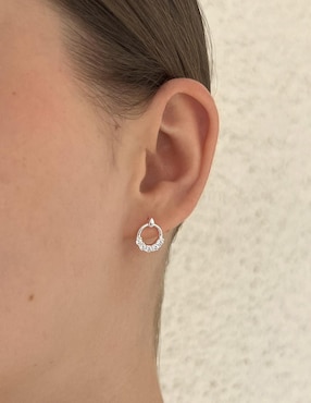 Set de aretes Clepsidra de plata P 925 con acabado pulido zirconia