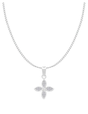 Collar con dije de flor Clepsidra de plata P 925