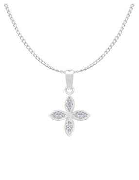 Collar con dije de flor Clepsidra de plata P 925