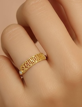 Anillo circular Joyería M De Leon 10 k de oro zirconia pulido