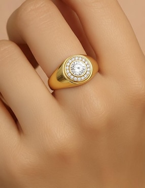 Anillo de rombo Joyería M De Leon 10 k de oro zirconia brillante