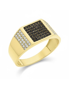 Anillo cuadrado Joyería M De Leon 10 k de oro ónix brillante