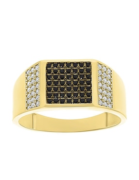 Anillo cuadrado Joyería M De Leon 10 k de oro ónix brillante