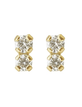 Broqueles redonda Mancini de oro 10 con acabado brillante zirconia