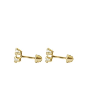 Broqueles redonda Mancini de oro 10 con acabado brillante zirconia