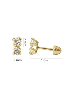Broqueles redonda Mancini de oro 10 con acabado brillante zirconia