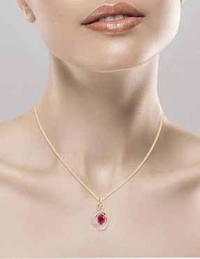 Colgante Y Dije ovalada Fascinare terrence de oro 14 K rubí y diamante