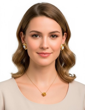 Aretes y collar de flor Ana Maria Mexico Joyería del Alma cuarzo