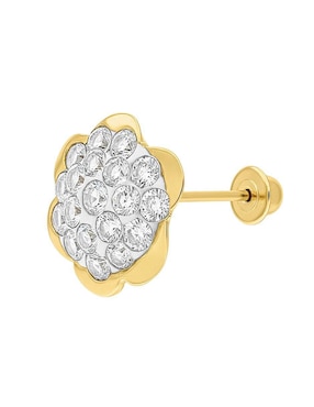 Broqueles de flor Joyería M de Leon de oro 10 K con acabado brillante zirconia