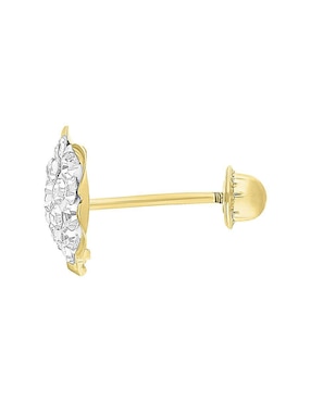 Broqueles de flor Joyería M de Leon de oro 10 K con acabado brillante zirconia