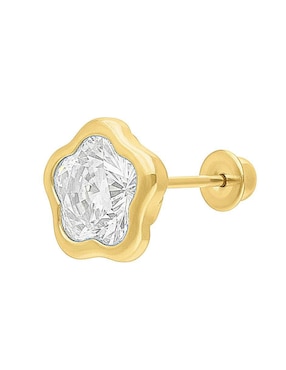 Broqueles de flor Joyería M de Leon de oro 10 K con acabado brillante zirconia