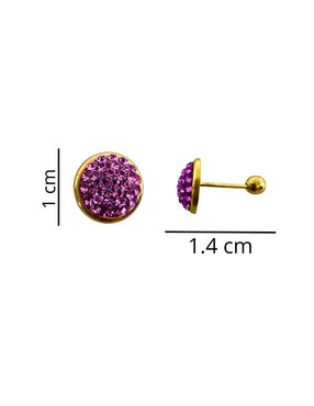 Broqueles circular Mardia de oro 10 K con acabado pavé zirconia