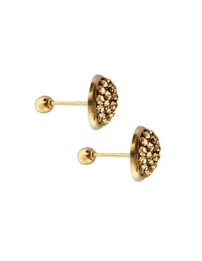 Broqueles circular Mardia de oro 14 K con acabado pavé zirconia