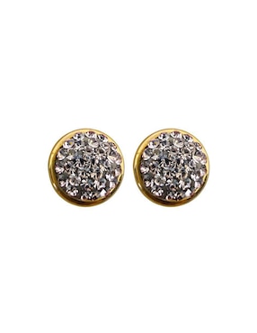 Broqueles circular Mardia de oro 10 K con acabado pavé zirconia